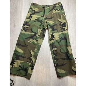 US Military Rain Pants Men Medium Short Cold Weather Woodland Camo Trouser G-Tex